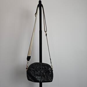 BC Bags Shoulder Crossbody Puffer Bag Purse Travel Black Wide Strap